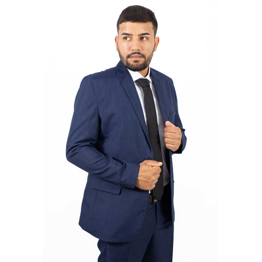 Terno Slim Executivo em corte italiano tecido melange-Todas Cores
