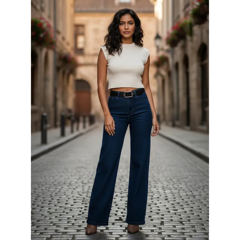 Calça Jeans Feminina  Wide Leg  Sem Lycra K2b Jeans