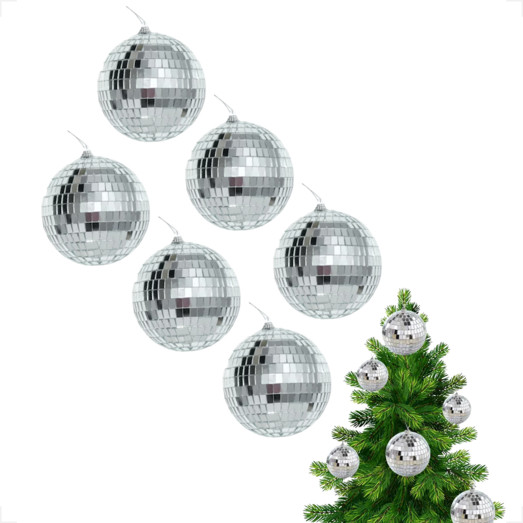 Kit 6 Bolas de Vidro Espelho Discoteca Coloridas Refletor Para Festa Decoração Baladas