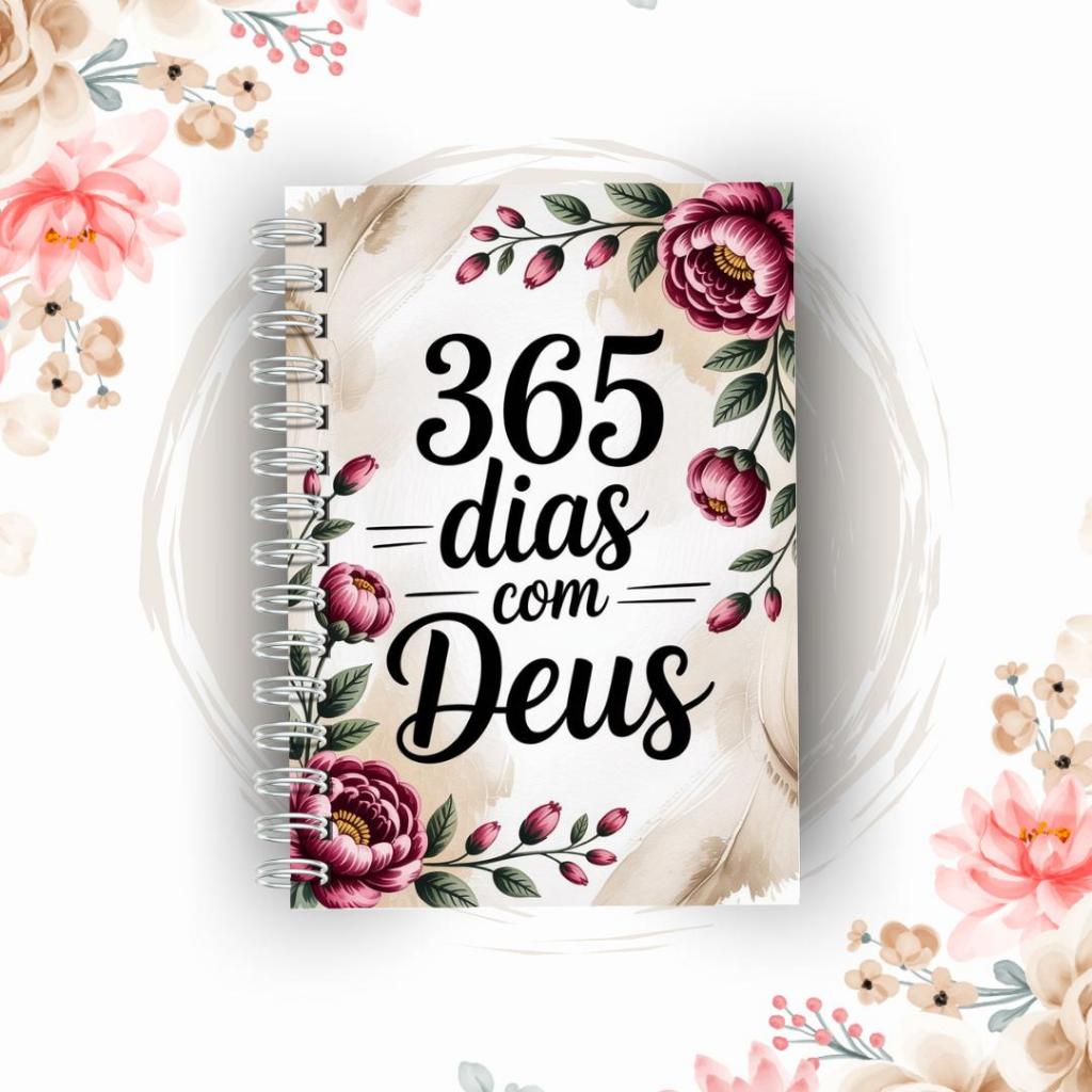 Devocional Bíblia 365 Dias Cronológica  Capa Dura Floral  Estudo Bíblico Diário Personalizado