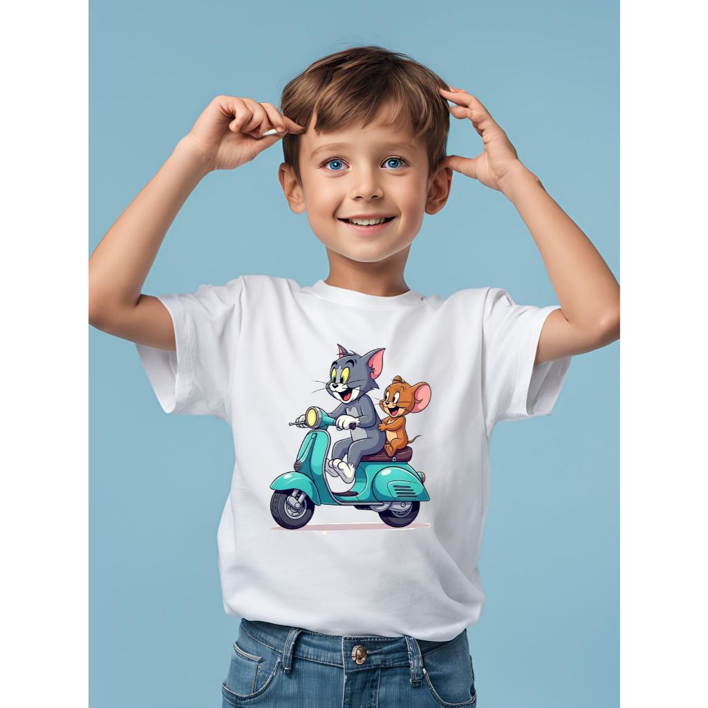Camiseta Infantil Menino Tom e Jerry Manga Curta subli em Oferta na Shopee
