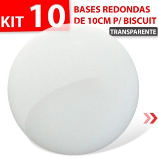 Kit c/ 10 Bases Redondas de 10cm p/ Biscuit em Acrílico 2mm em Oferta na Shopee