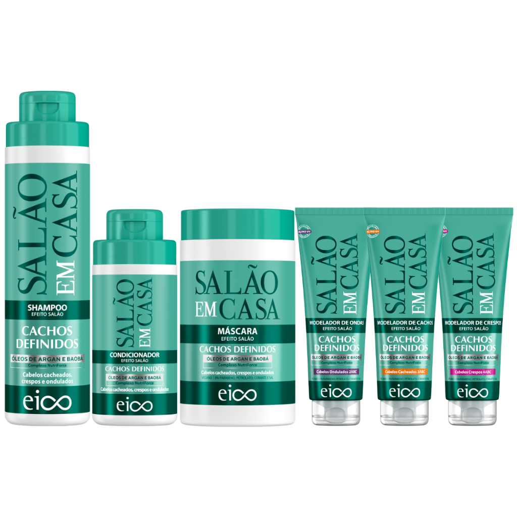 Kit Eico Cachos Definidos Shampoo 800ml Condicionador 450ml Máscara 1Kg Modeladores 250ml em Oferta na Shopee