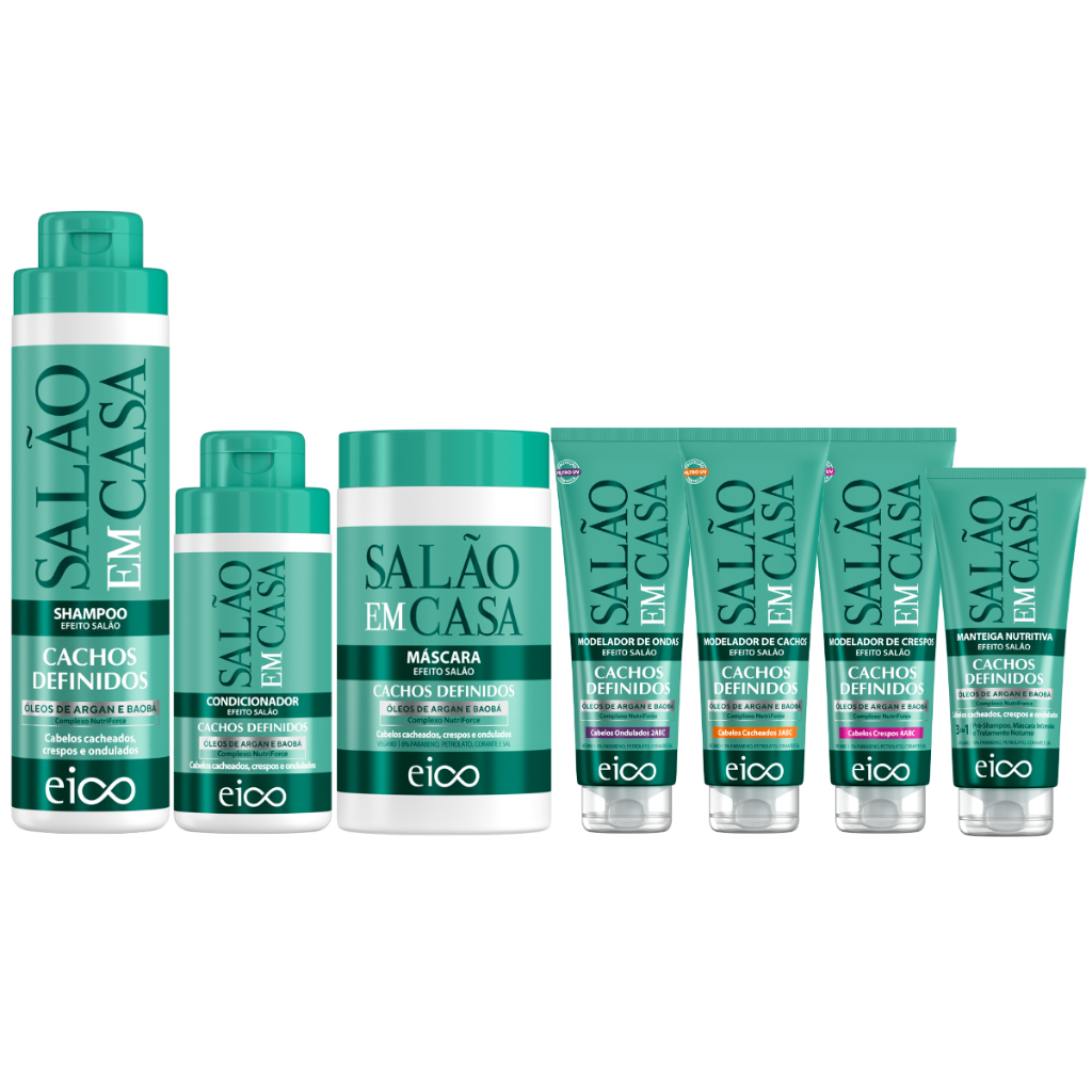 Kit Eico Cachos Definidos Shampoo 800ml Condicionador 450ml Máscara 1Kg Manteiga 140ml Modeladores em Oferta na Shopee