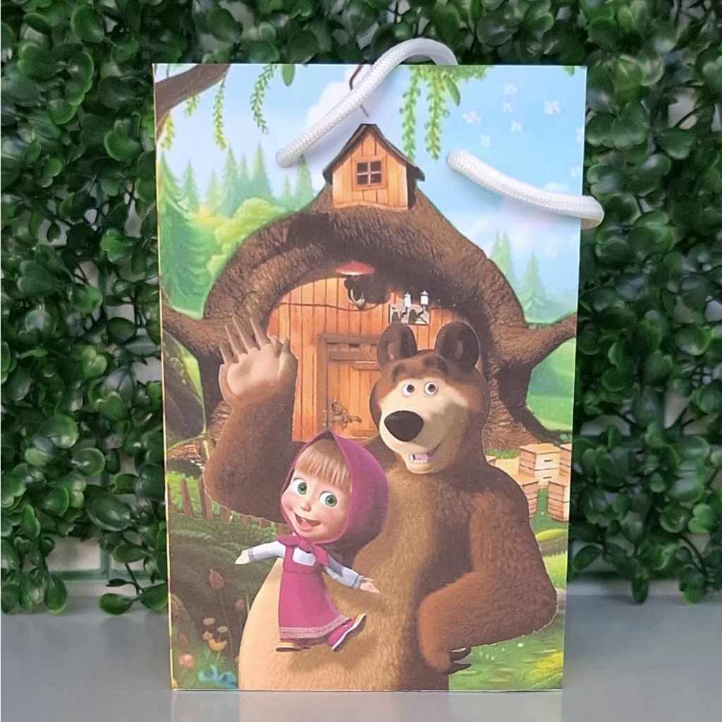 Sacolinha Personalizada Temática (P) Masha e Urso para Festa Lembrancinha Aniversário PEGUE E MONTE em Oferta na Shopee