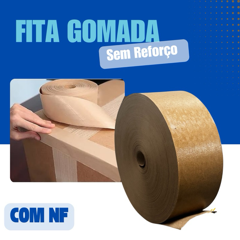 Rolo Fita Adesiva Gomada Papel Kraft 80mm Sem Reforço 1,450kg