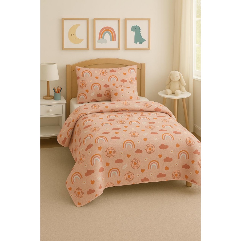 Kit Colcha Cobre Leito Infantil Solteiro Menino e Menina Bouti 1,60x2,40m Dupla Face C/ Viés