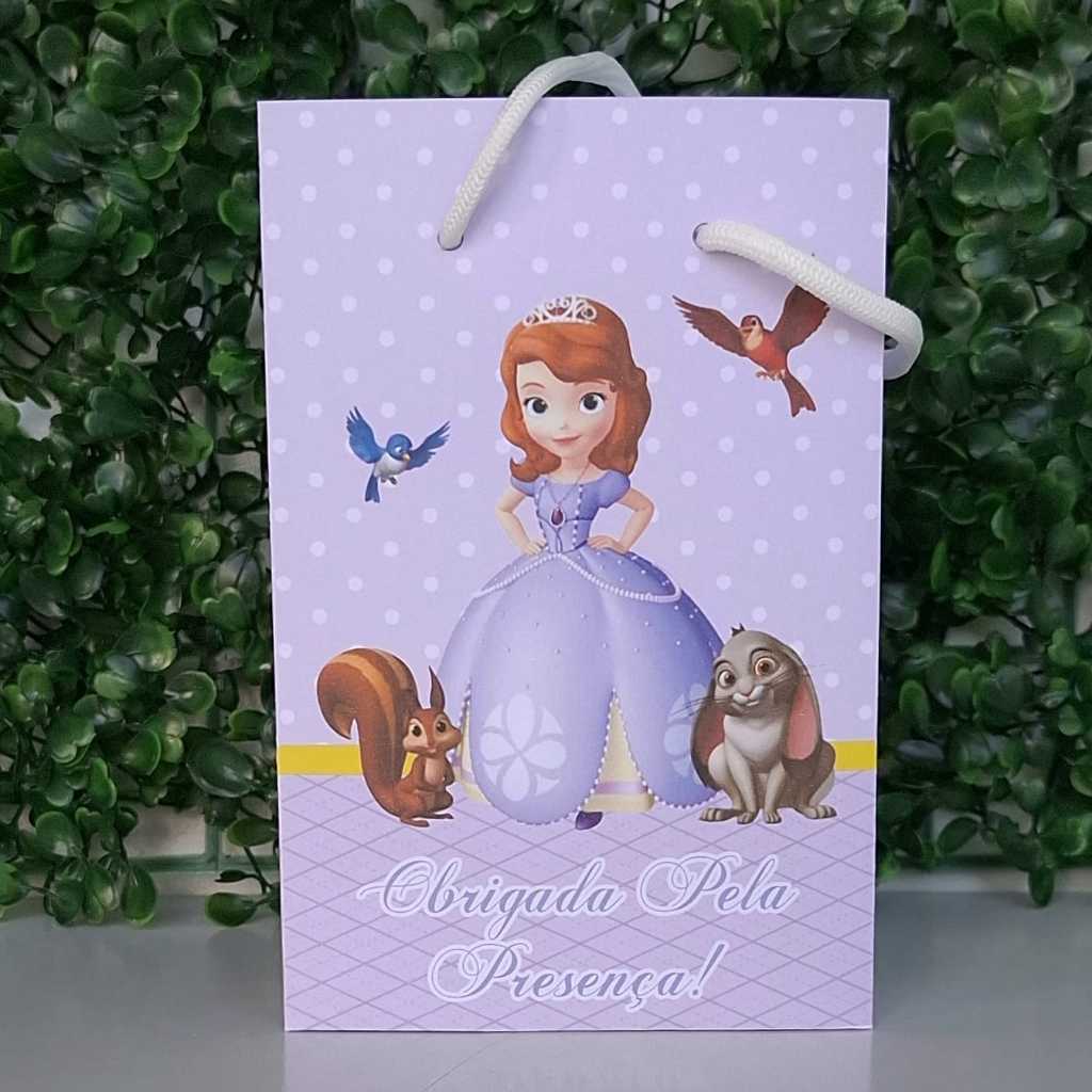 Sacolinha Personalizada Temática (P) Princesa Sofhia para Festa Lembrancinha Aniversário