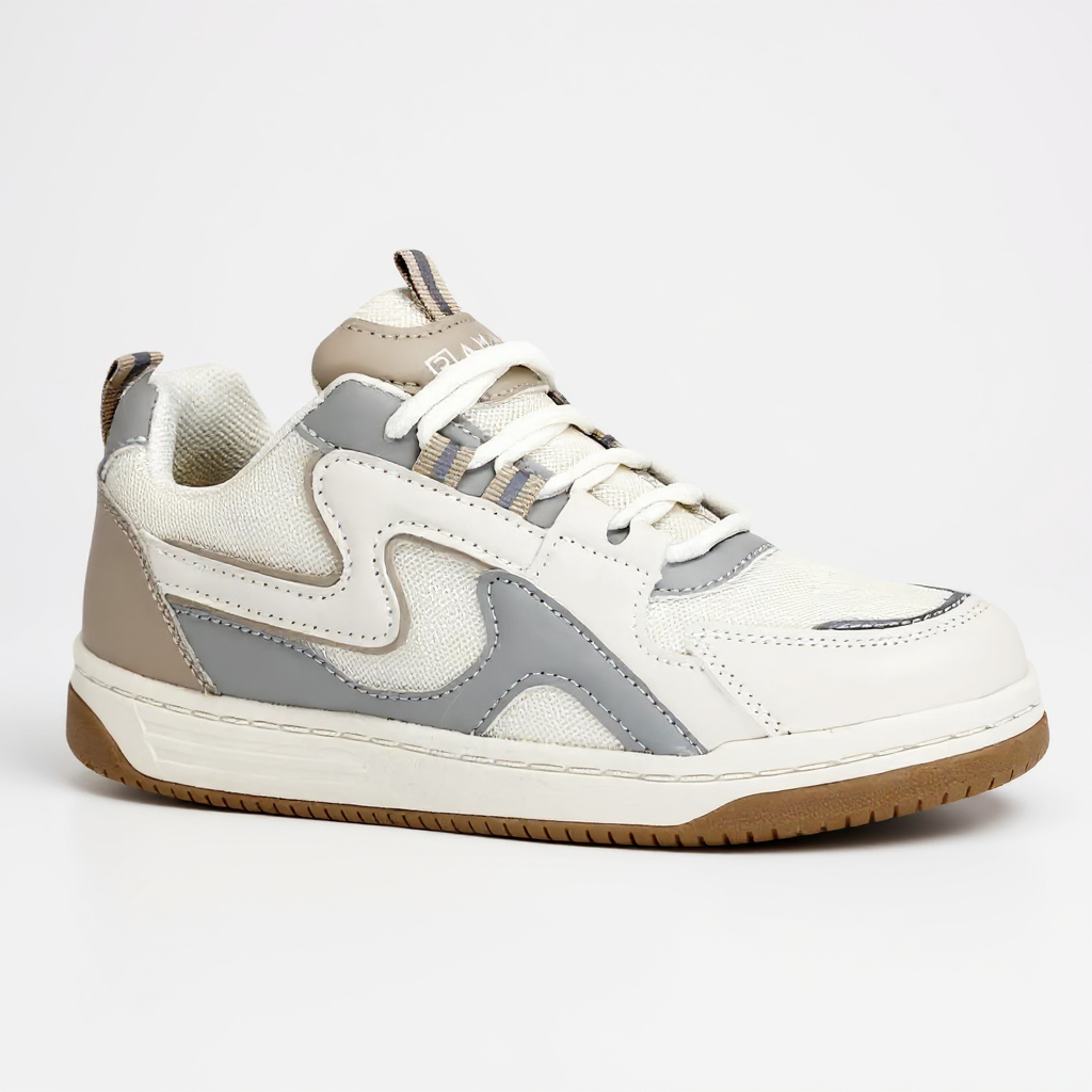 Tênis Ramarim Recortes Casual Feminino - Bege e Azul