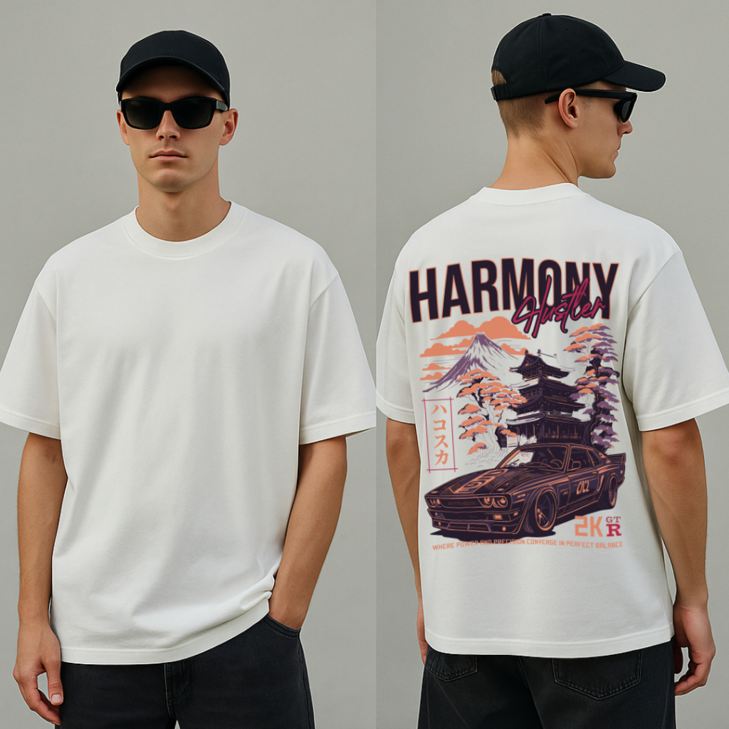 Camisa Oversized Masculina Feminina Estampa de Carro Harmony Streetwear Blusa Larga Lançamento