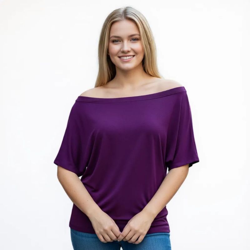 blusa ombro a ombro blusa ciganinha manga curta soltinha confortável   gola CANOA
