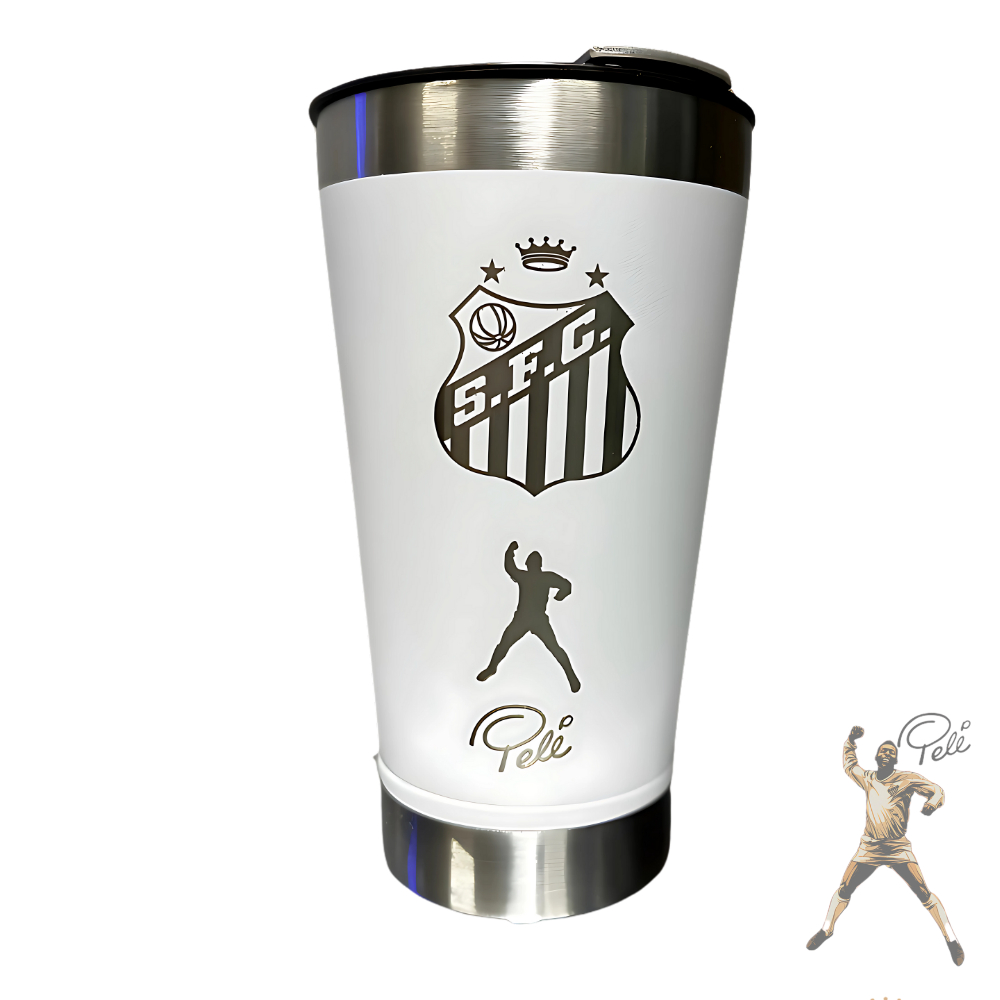 Copo Térmico Cerveja Com Tampa Aço Inox Time Santos 473ML em Oferta na Shopee