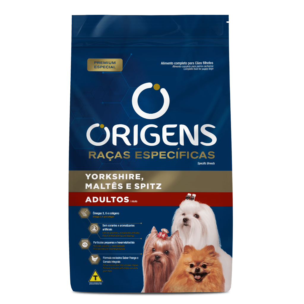 Ração Origens Raças Especificas para Yorkshire, Maltês e Spitz Adultos 3kg