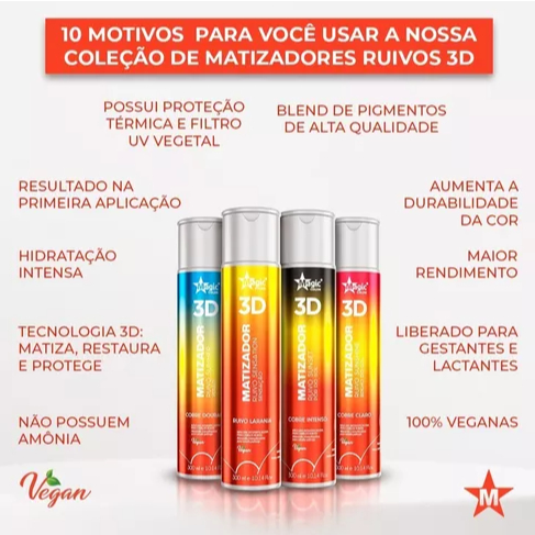 Magic Color 3D Matizador Ruivo Sensation Sunshine Sunset Summer 300ml - Escolha seu Tom de Ruivo