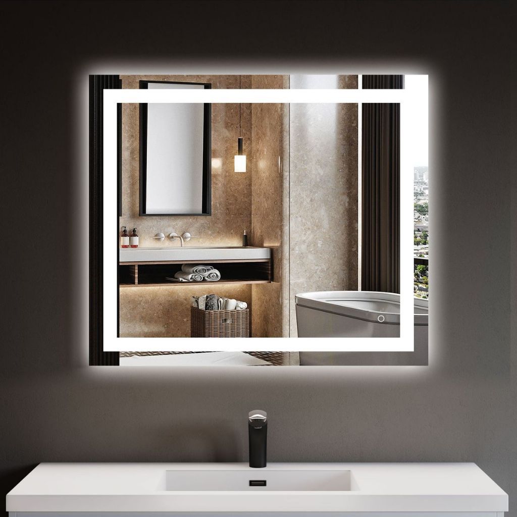 Espelho Grande Quadrado 50x50 Jateado com Led Touch para Banheiro Maquiagem Penteadeira decorativo em Oferta na Shopee
