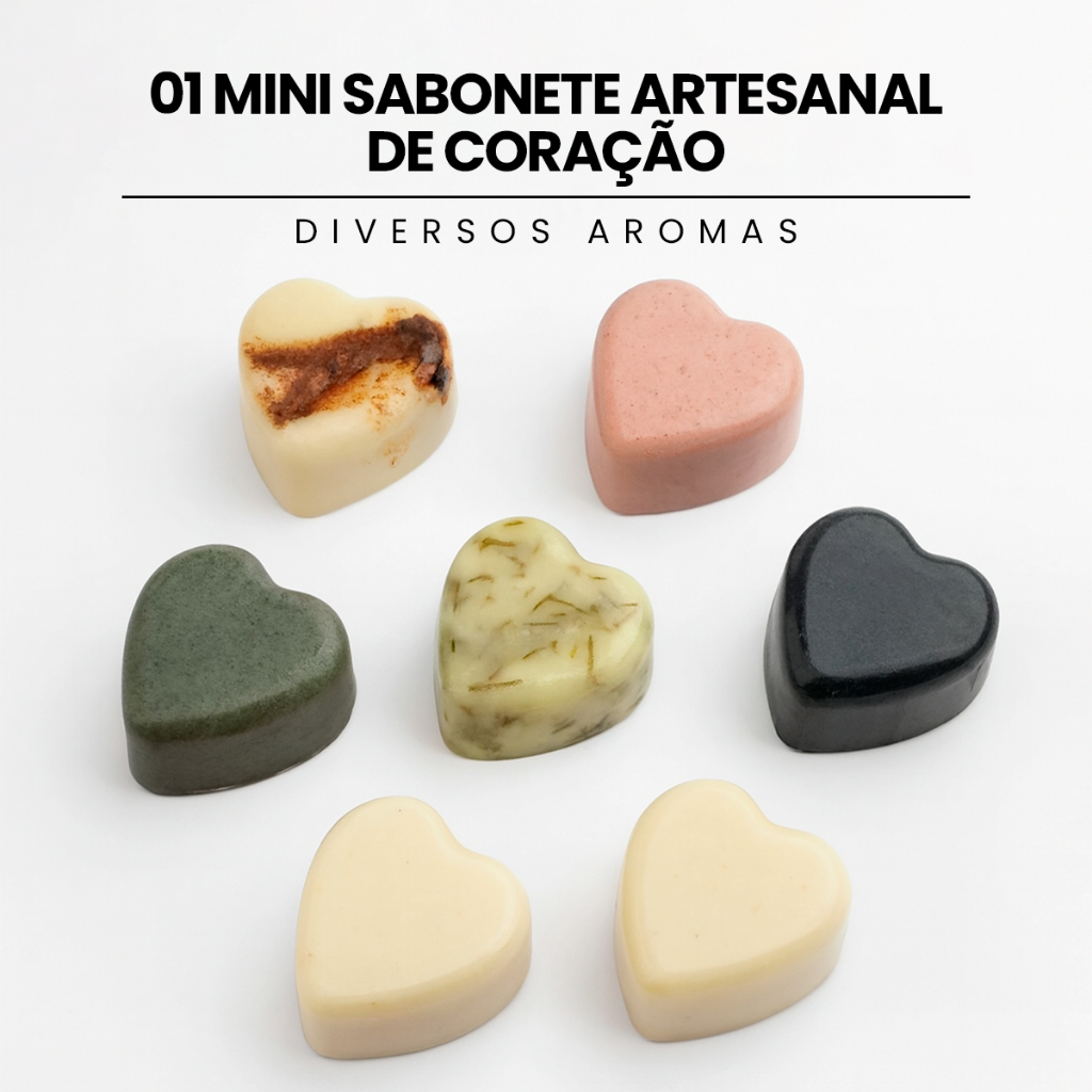 01 Mini Sabonete Artesanal de Coração - Diversos Aromas em Oferta na Shopee