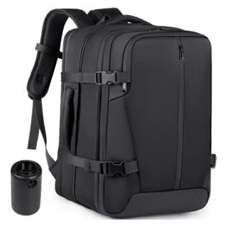 Mochila De Viagem Executiva 40 Litros Grande a Vácuo + Bomba Sucção Notebook Viagem Bordo Cor Preto em Oferta na Shopee