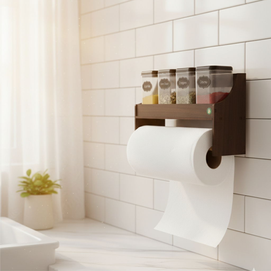 Porta Temperos Prateleira, 4 Potes, Mesa, Parede ,Temperos, Condimentos, Mantimentos Cozinha - MDF