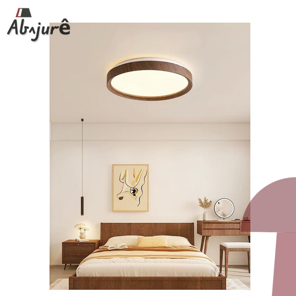 Plafon Wood Madeira Redondo Led 30cm 40cm 50cm 3 Em 1 Plafon Sobrepor Redondo Lustre Amadeirado