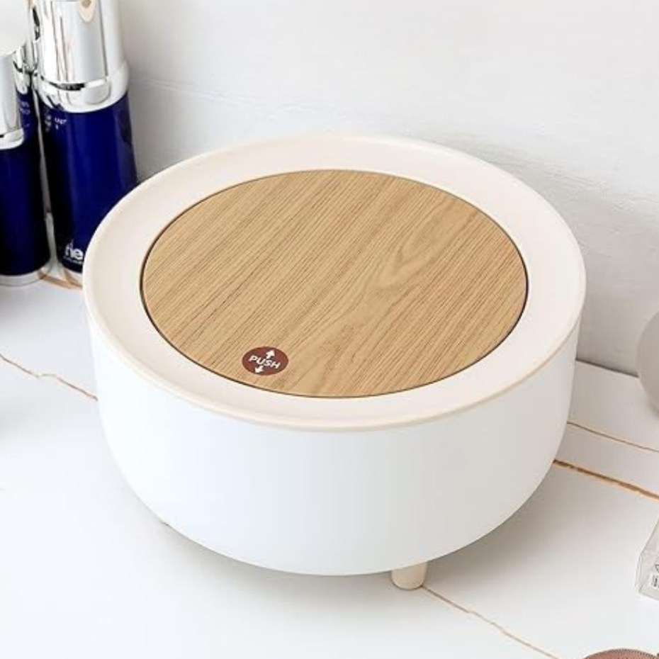 Lixeira De Mesa Com Tampa Automática Push 1,5L Design Moderno Para Escritório Quarto Penteadeira Compacta E Prática