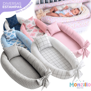 Ninho Redutor de Berço Bebê Percal 100% Algodão + Almofada Anatômica em Oferta na Shopee
