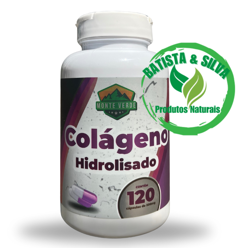 Suplemento Alimentar - Colágeno Hidrolisado 120 Capsulas de 500mg - Rico em Vitaminas A, C, D, E