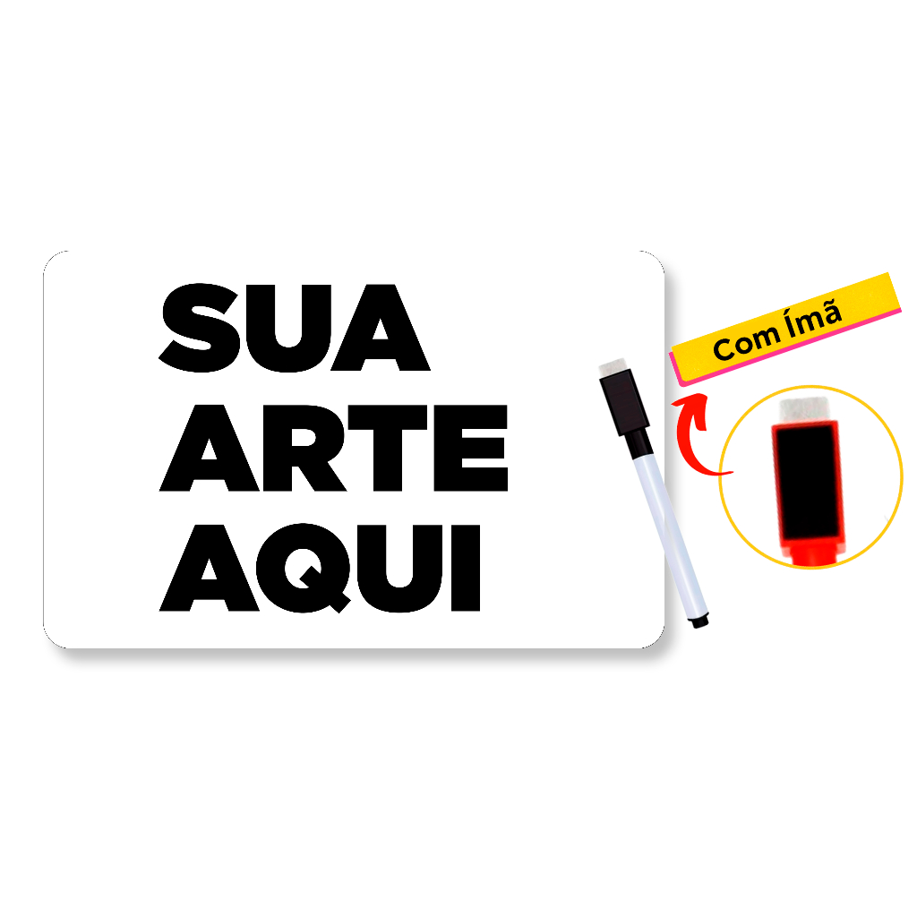 Quadro Lousa Magnética com Sua Arte - Imã de Geladeira c/ Caneta Escreve e Apaga em Oferta na Shopee