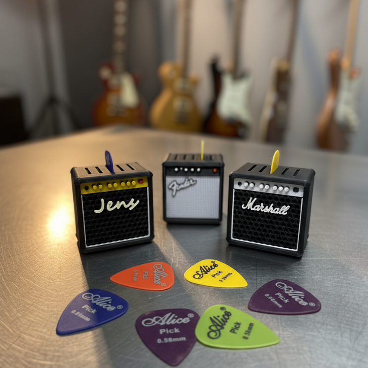 Mini Amplificador Decorativo Porta Palheta Violão Guitarra Jen Fender Marshall Colecionador + 3palhetas