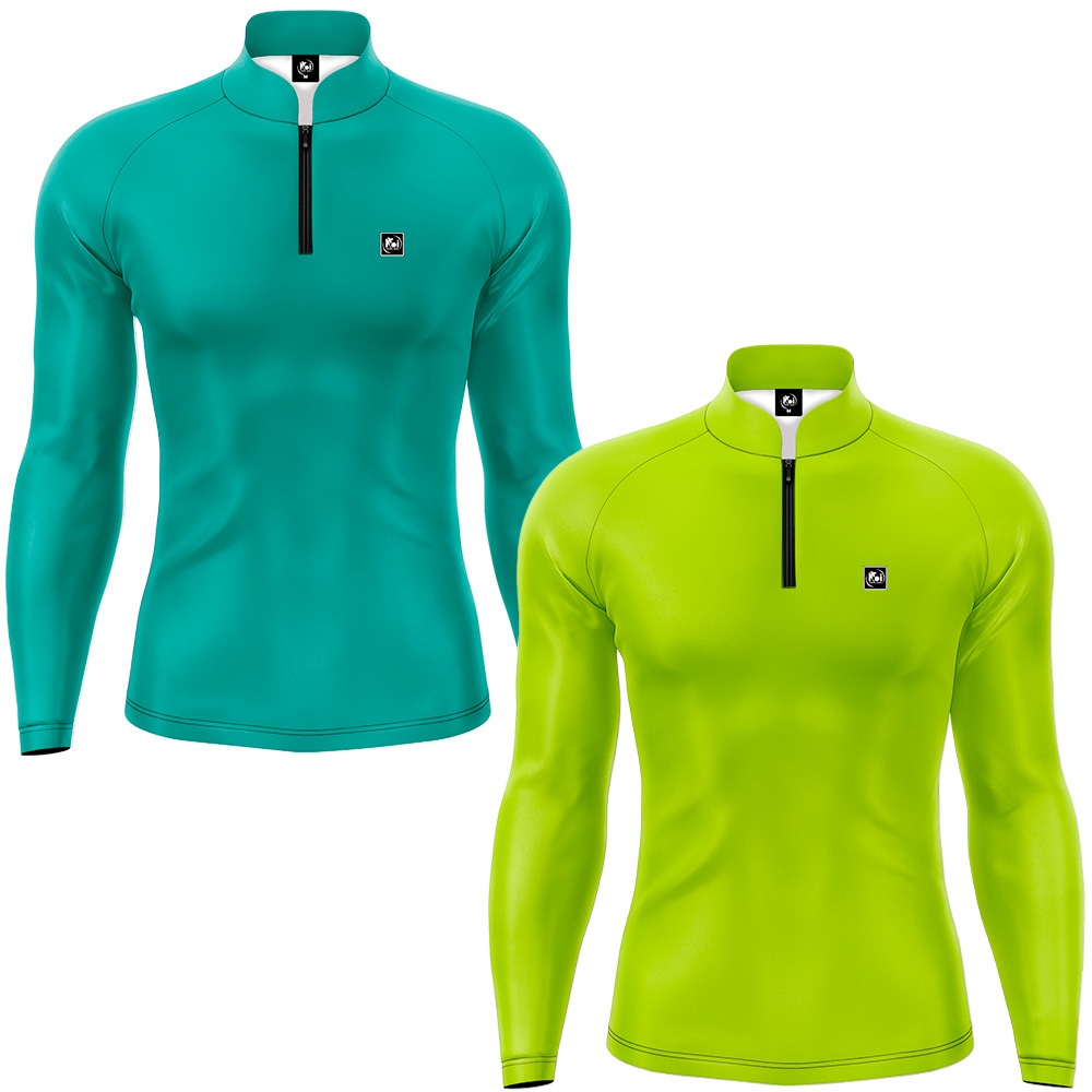 Kit 2 Camisetas Camisa Pesca Básica Com Proteção Solar Cores Verde Agua e Verde  Limão