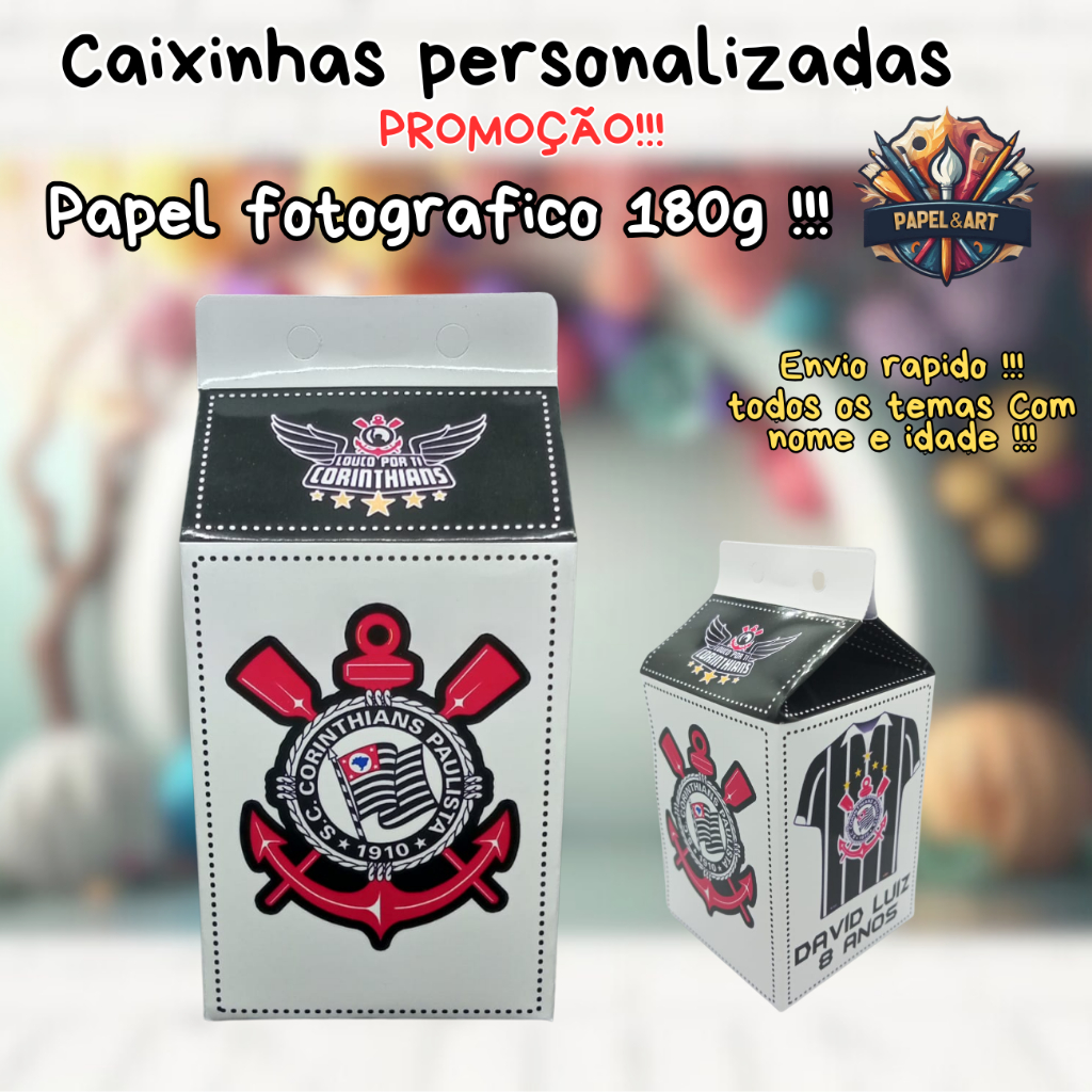 30 Caixinhas Corinthians branca Milk Varios times futebol  Personalizada   Lembrancinha para Festa