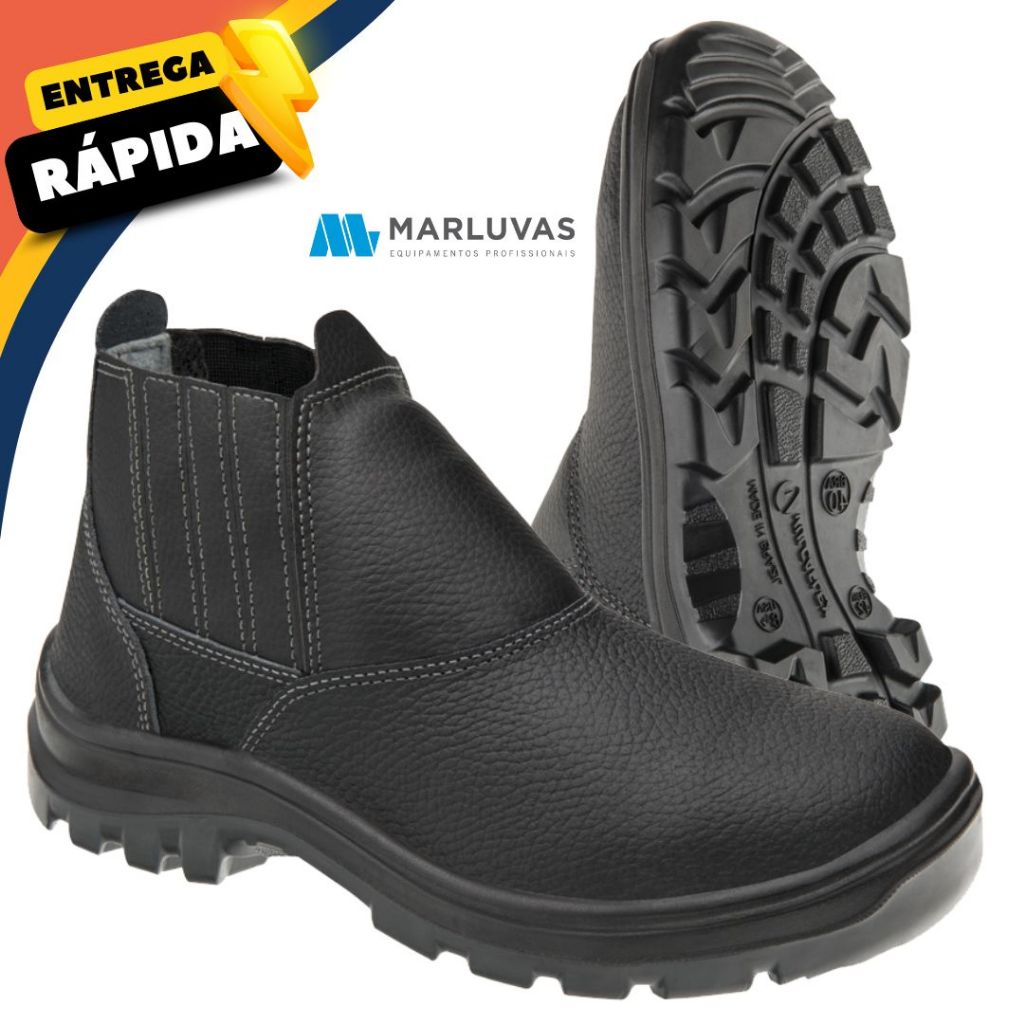 Bota Botina Elastico de Segurança Vulcaflex Marluvas para Pedreiro Obra Construção Civil Bico PVC em Oferta na Shopee