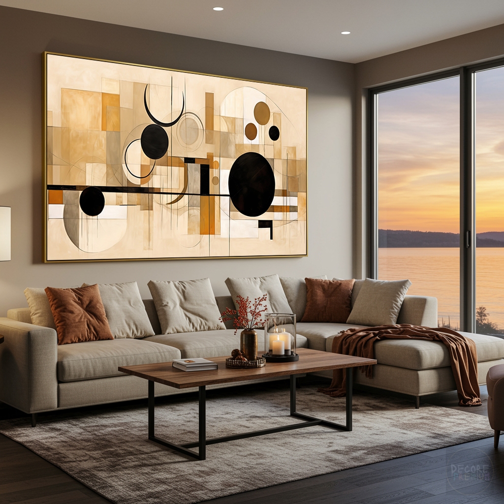 Quadro Decorativo Círculos Abstratos Para Sala Hall Horizontal — imagem 2 de 2