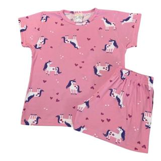 Pijama Infantil Menina Manga Curta – Conjunto Blusa + Shorts Confortável em Oferta na Shopee