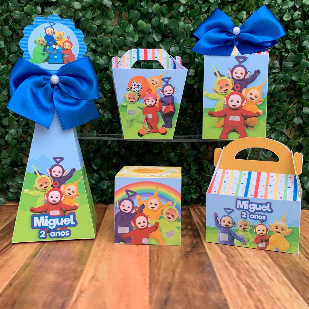 PEGUE E MONTE - Caixinhas Personalizadas Teletubbies Menino - Lembrancinha Kit Festa Aniversário