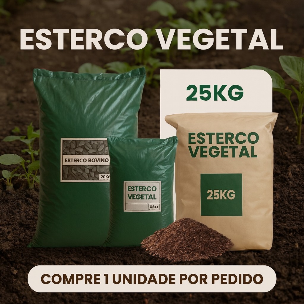 Super Esterco Bovino 25KG Adubação Orgânica  para Hortas, Jardins, Vasos e Plantadores, Fertil