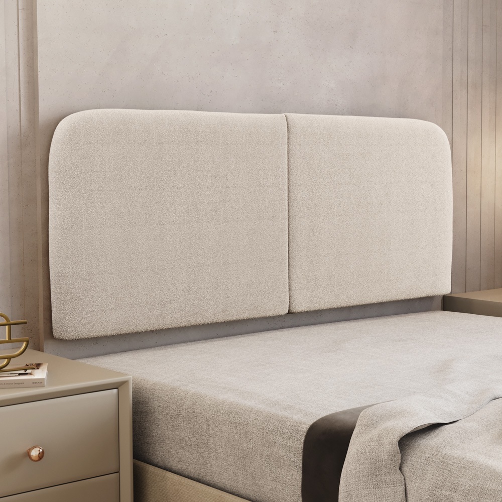 Cabeceira Painel Dobrável Orgânico Cama Box Casal Padrão Aira 140cm Bouclê