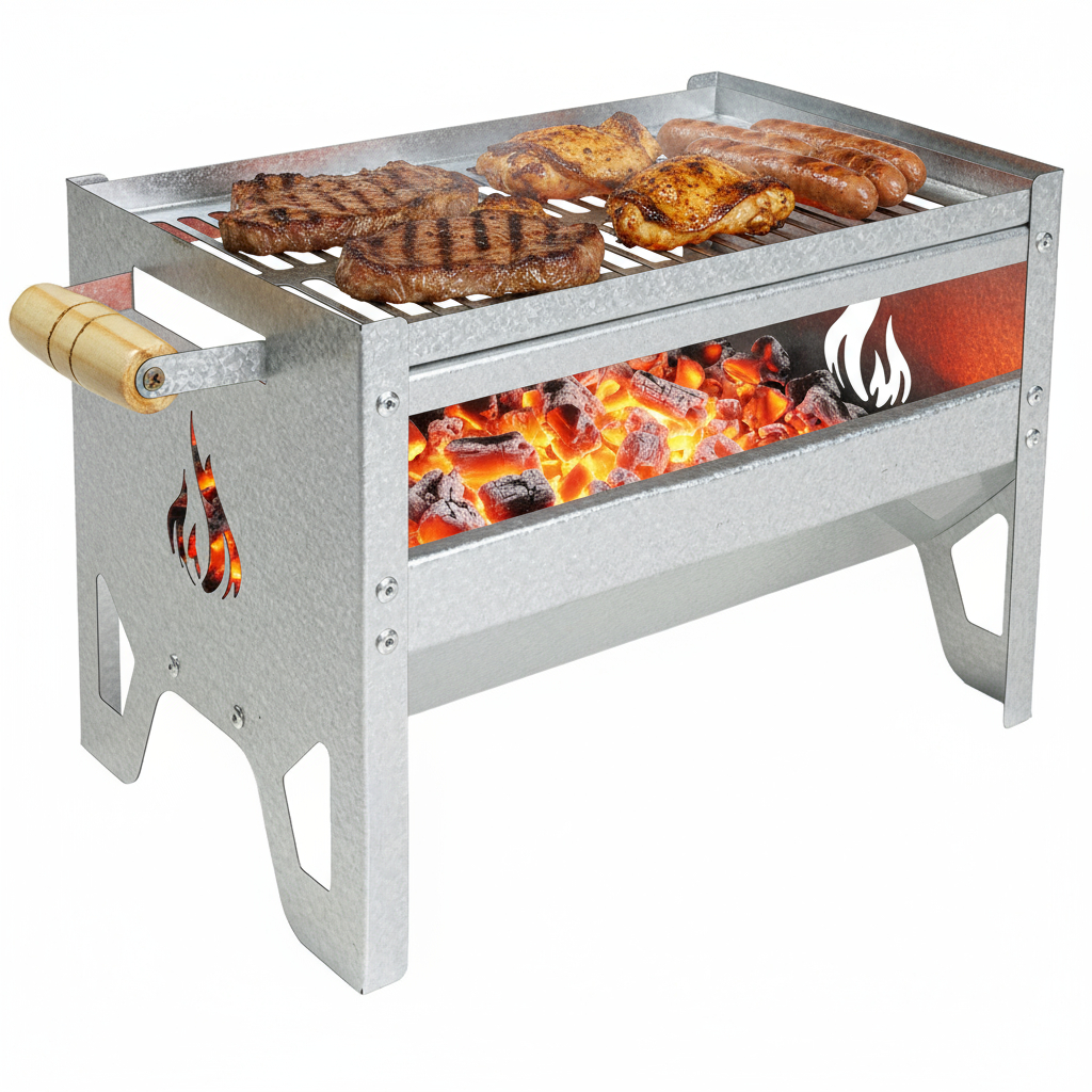 CHURRASQUEIRA GALVANIZADA PEQUENA COM GRELHA COMPACTA Mini Campeira Movel