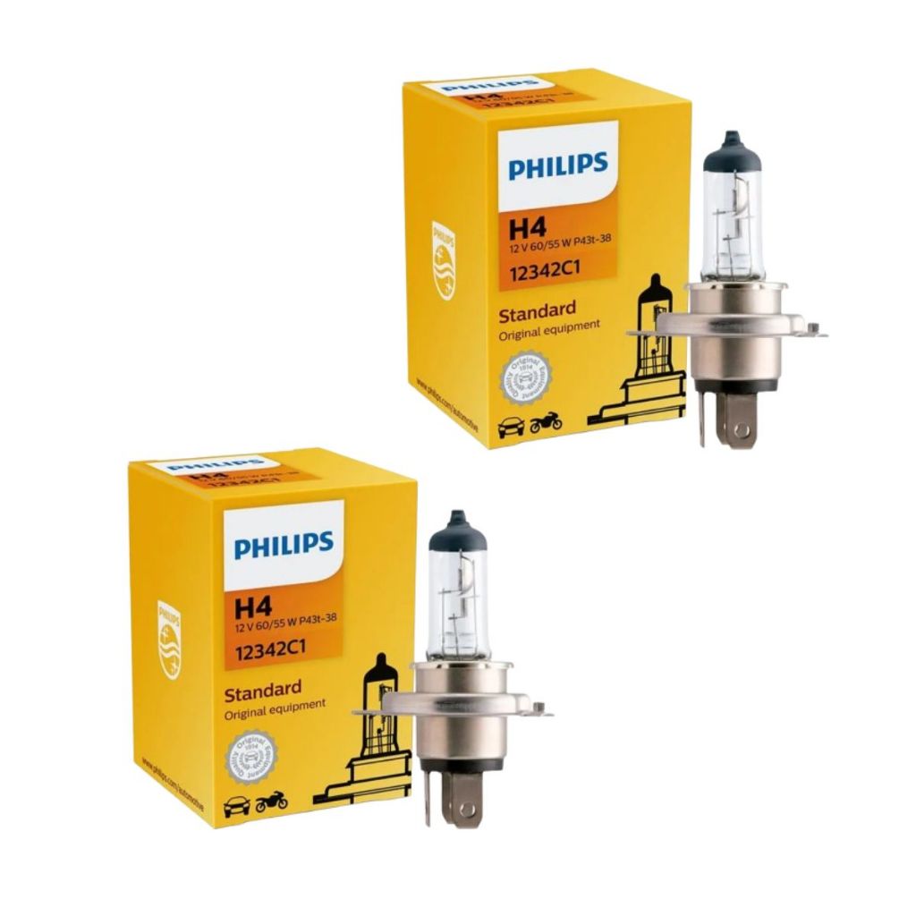 Par Lâmpadas Farol Baixo Alto H4 Philips Halogena 12v 60/55w em Oferta na Shopee