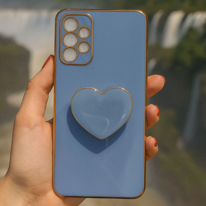 Capinha de Celular com Suporte De Coração Samsung A30 A31 A32 A50 A51 A52 A53 A70 A72 A73