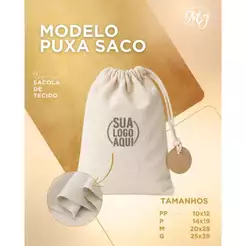 Kit com 5, 10 ou 15 unidades sacola de Tecido Modelo Puxa Saco Personalizada | Lembrancinha | Brinde | Vários Tamanhos
