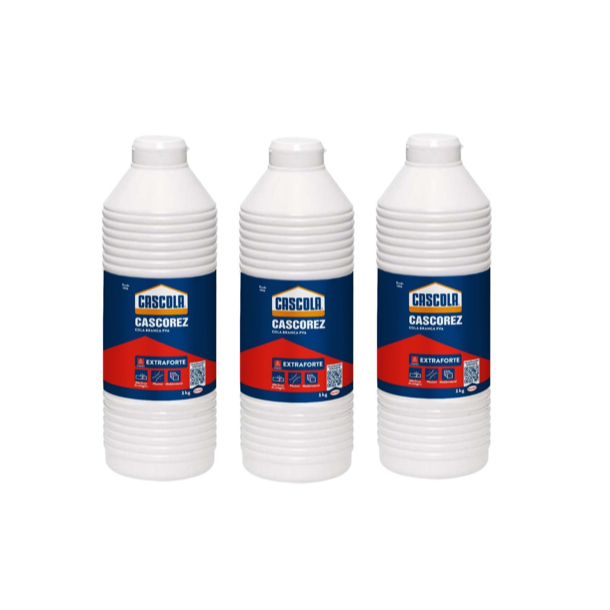 Kit com 3 - Cola Branca Cascorez adesivo extraforte 1kg em Oferta na Shopee