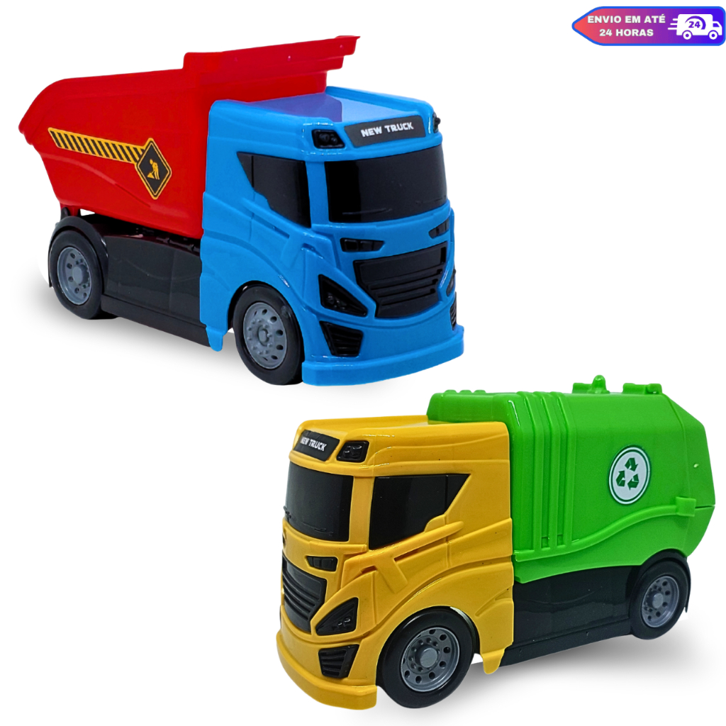 Kit 2  Brinquedo Infantil Criança Caminhão Coletor Lixo Caminhão Caçamba Sortidos