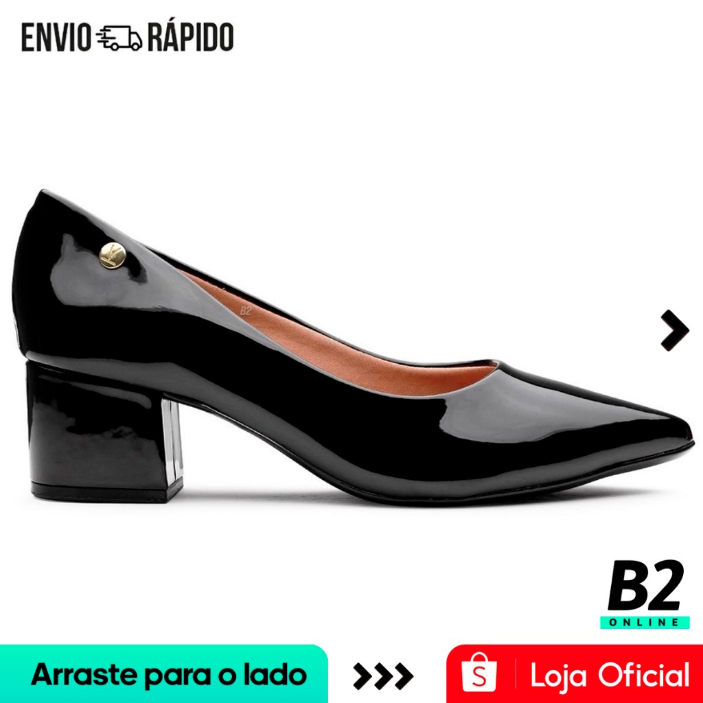 Scarpin Vizzano Salto Médio Bico Fino Verniz Original com Nota Fiscal e Garantia em Oferta na Shopee