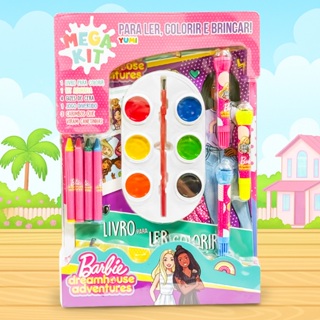 Mega Kit Pintura Barbie - Livro Infantil De Colorir + Canetinhas + Carimbos + Giz + Jogo Educativo Oficial em Oferta na Shopee