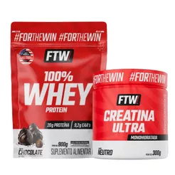 Kit Whey Protein 100% Refil 900g + Creatina Ultra pote 300g - FTW