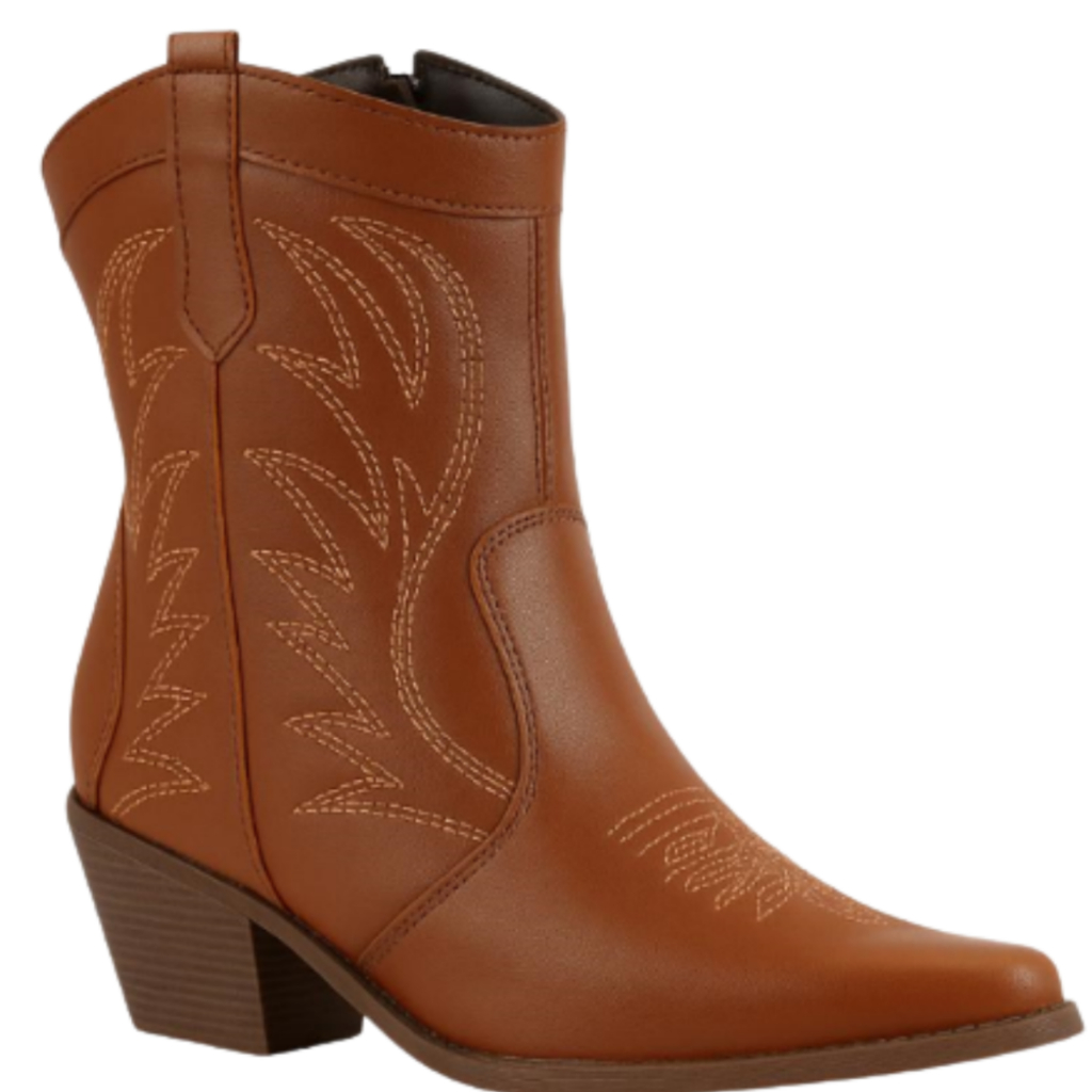 Bota Feminina Western Texana Cano Curto Bordada em Oferta na Shopee