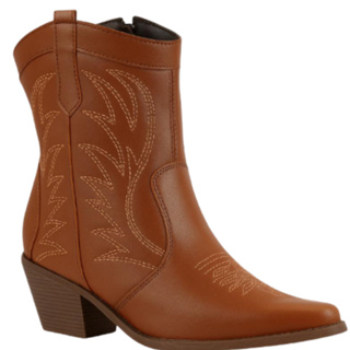 Bota Feminina Western Texana Cano Curto Bordada em Oferta na Shopee
