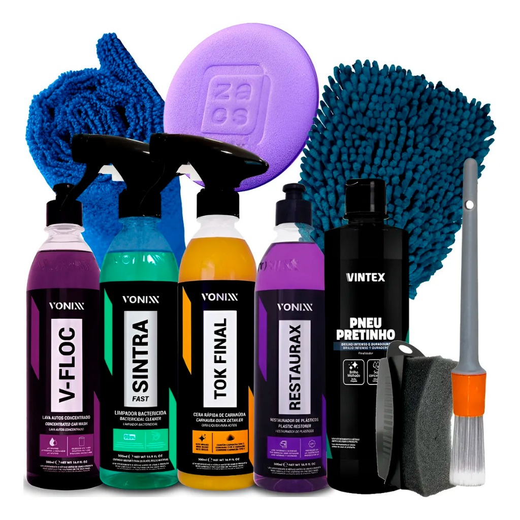 Kit Lavagem Shampoo V-floc Sintra Restaurax Tok Final pneu pretinho Vonixx em Oferta na Shopee