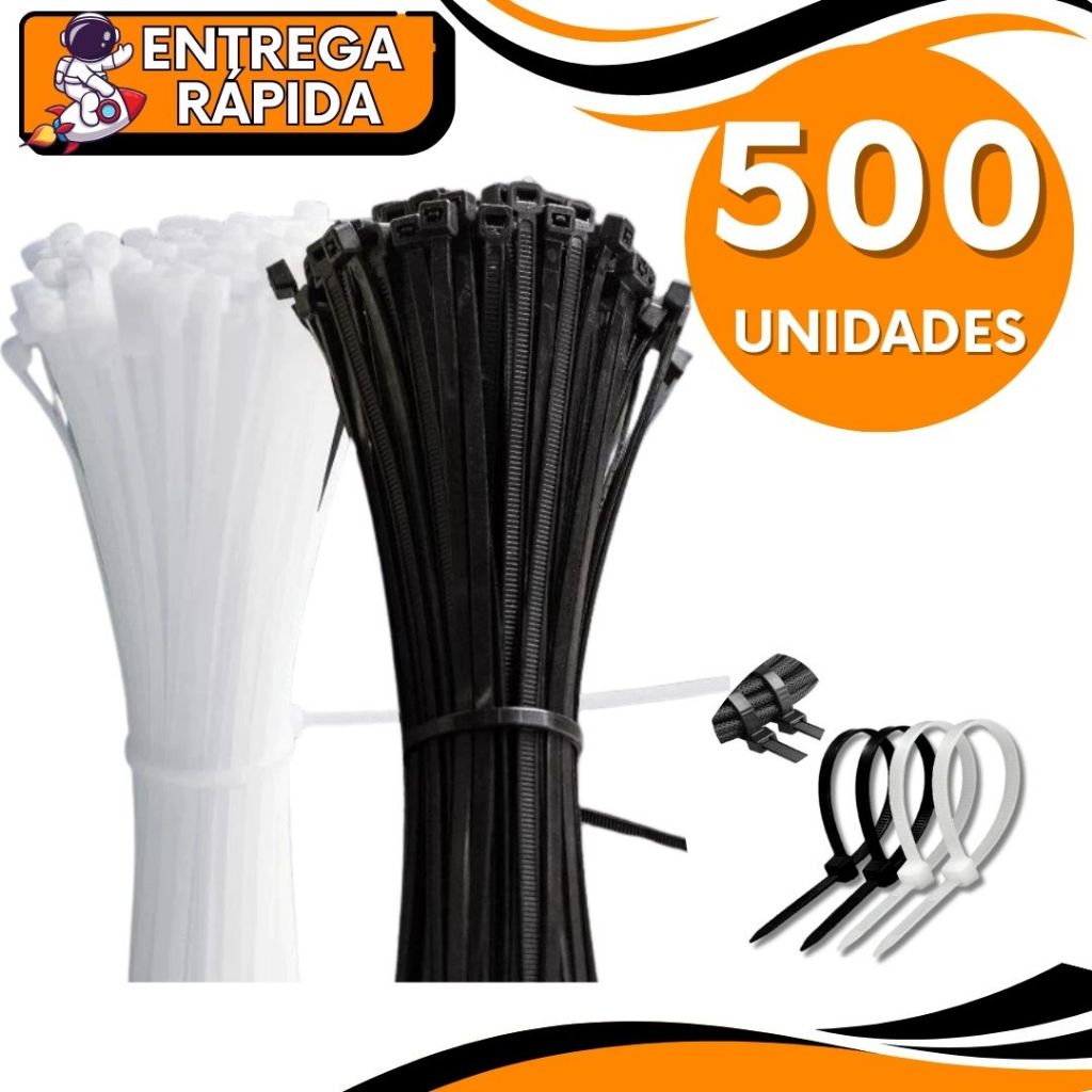 KIT 500 Abraçadeira de Nylon Enforca Gato 2,5x20cm , 3,0x15cm, 3,6x15cm, Braçadeira Cinta Plástica Organizador Prendedor em Oferta na Shopee
