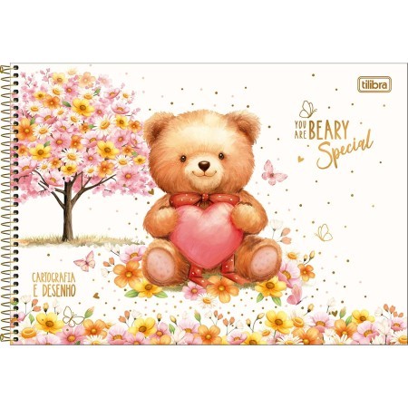 CADERNO ESPIRAL CAPA DURA CARTOGRAFIA LOVE BEARS 80 FOLHAS TILIBRA